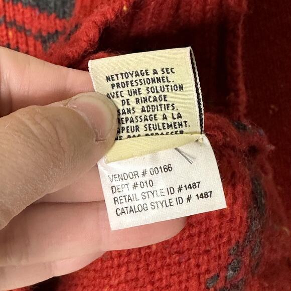 VTG Eddie Bauer Sweater Women Medium Red Wool Snowflake Nordic Pullover Ski 90s - Picture 6 of 6